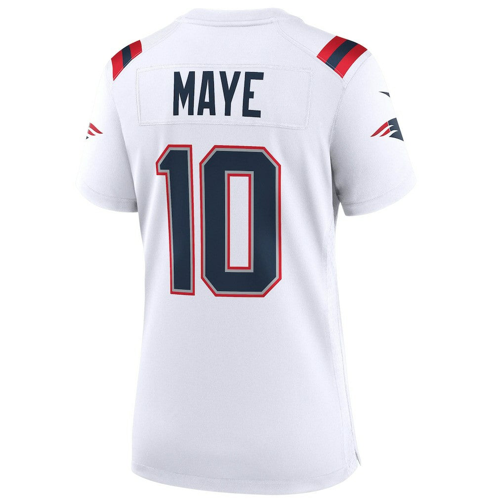 NFL Drake Maye New England Patriots Women's Super Bowl LX Patch Game Jersey - White