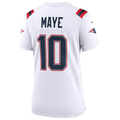 NFL Drake Maye New England Patriots Women's Super Bowl LX Patch Game Jersey - White