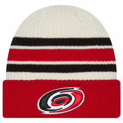 NHL Carolina Hurricanes New Era Vintage Cuffed Knit Hat - Cream/Red