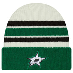 NHL Dallas Stars New Era Vintage Cuffed Knit Hat - Cream/Kelly Green