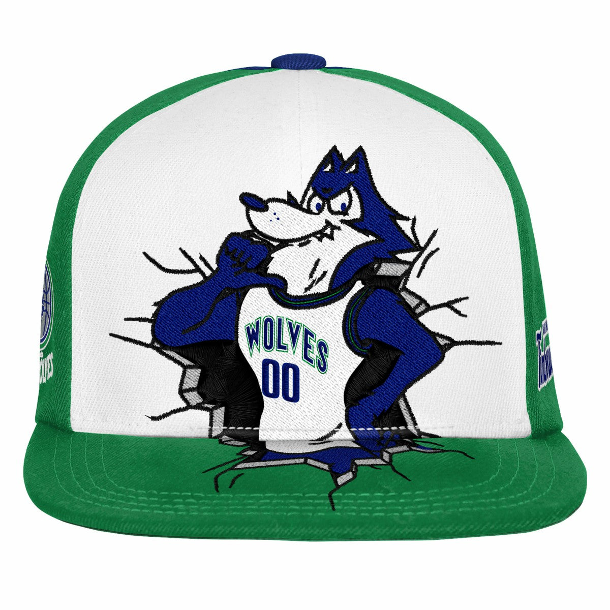 Minnesota Timberwolves Youth Mascot Snapback Hat Green