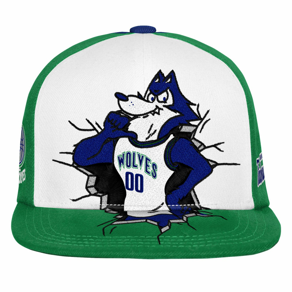 Minnesota Timberwolves Youth Mascot Snapback Hat Green