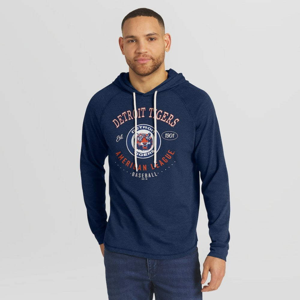 Detroit Tigers Darius Rucker Collection by Fanatics Raglan Hooded Long Sleeve T-Shirt - Blue T-shirts