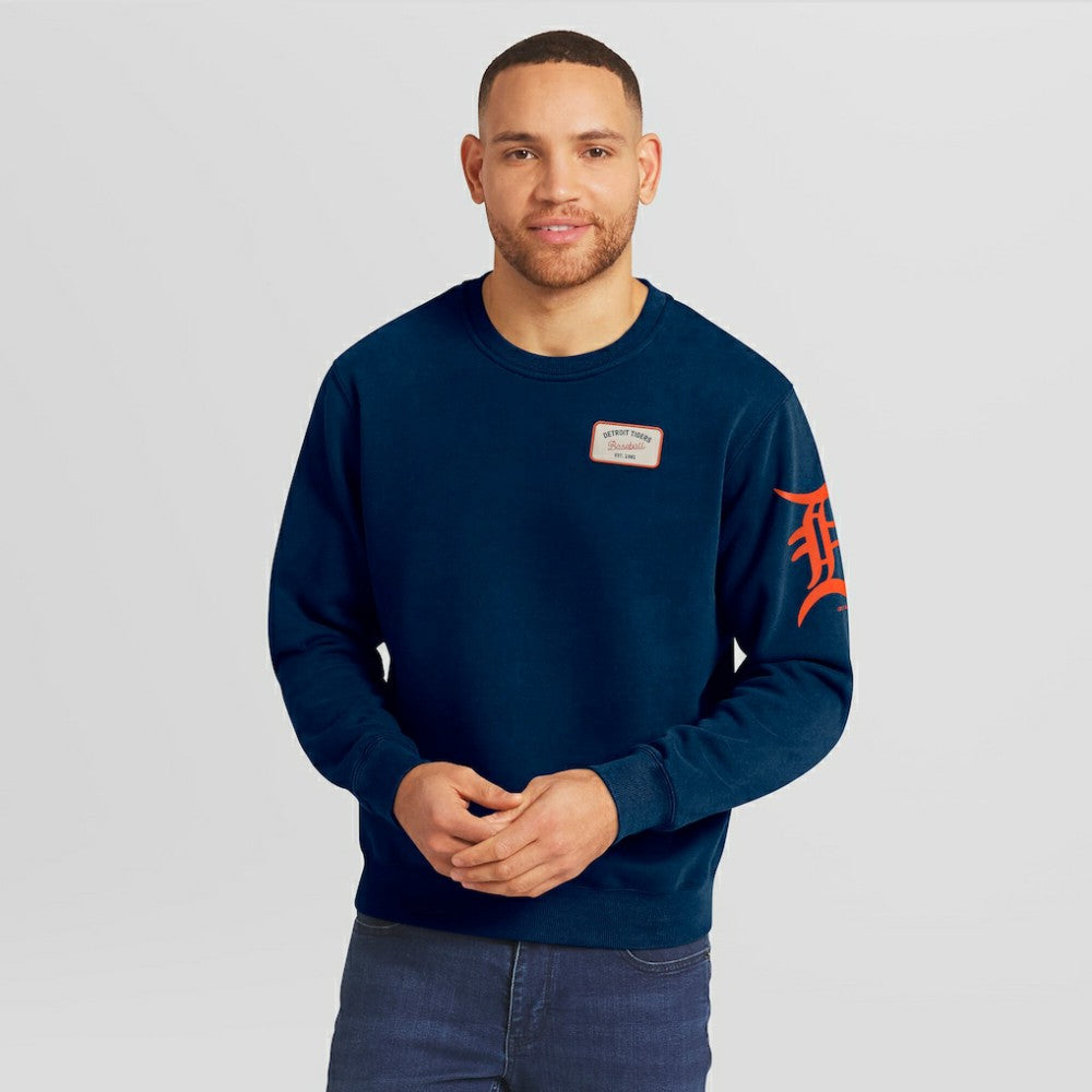 Detroit Tigers Darius Rucker Collection by Fanatics Washed Crew Neck Pullover Sweatshirt - Navy Pullover