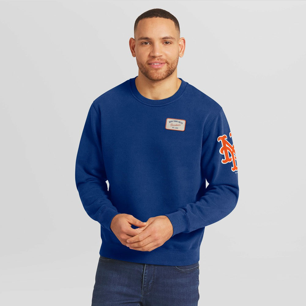 New York Mets Darius Rucker Collection by Fanatics Washed Crew Neck Pullover Sweatshirt - Royal Pullover