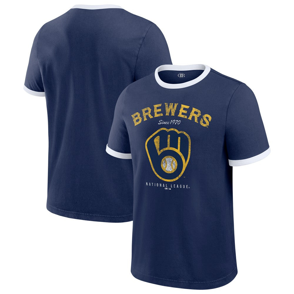 Milwaukee Brewers Darius Rucker Collection by Fanatics Washed Ringer T-Shirt - Navy T-shirts
