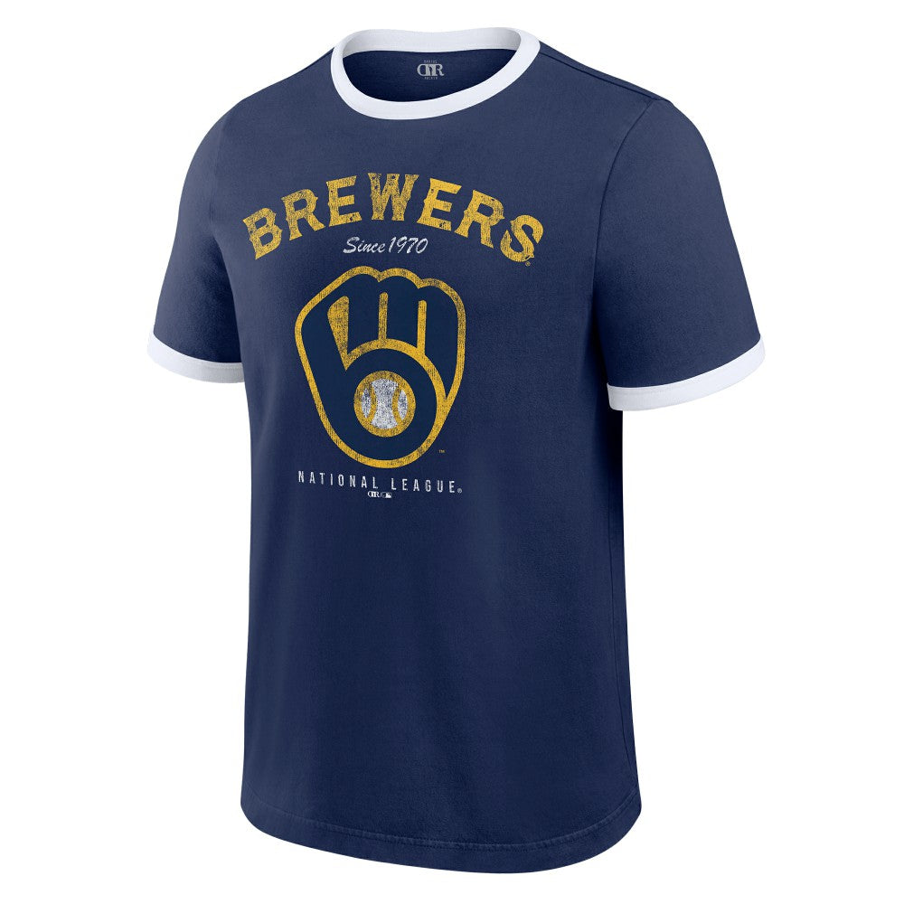 Milwaukee Brewers Darius Rucker Collection by Fanatics Washed Ringer T-Shirt - Navy T-shirts