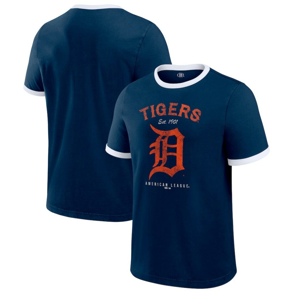 Detroit Tigers Darius Rucker Collection by Fanatics Washed Ringer T-Shirt - Navy T-shirts