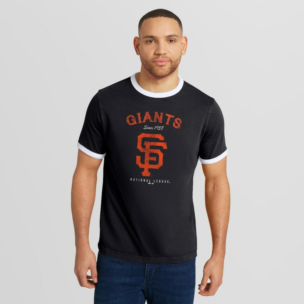 San Francisco Giants Darius Rucker Collection by Fanatics Washed Ringer T-Shirt - Black T-shirts