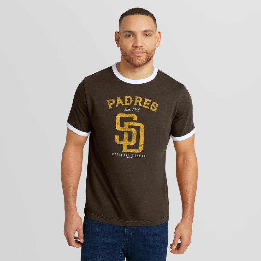 San Diego Padres Darius Rucker Collection by Fanatics Washed Ringer T-Shirt - Brown T-shirts