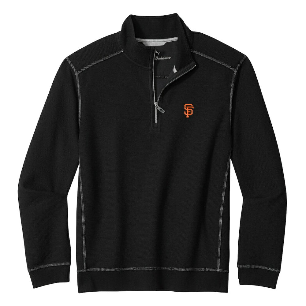 San Francisco Giants Tommy Bahama Montego Bay Half-Zip Sweatshirt - Black Sweatshirts