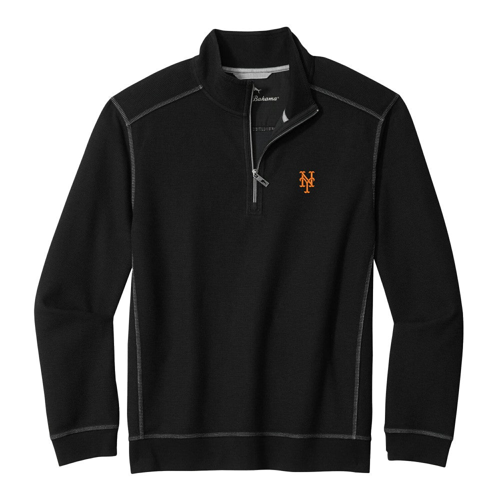 New York Mets Tommy Bahama Montego Bay Half-Zip Sweatshirt - Black Sweatshirts