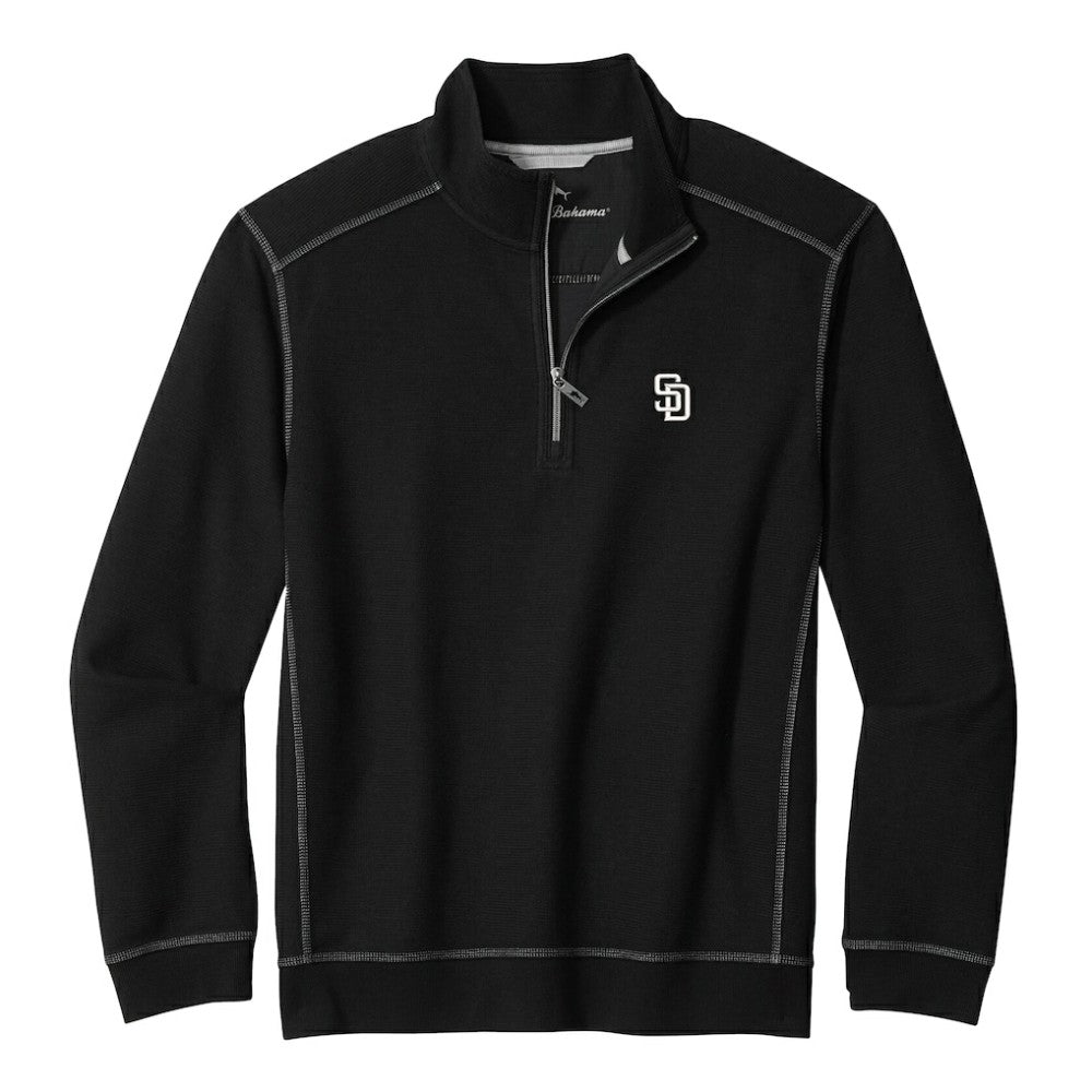 San Diego Padres Tommy Bahama Montego Bay Half-Zip Sweatshirt - Black Sweatshirts