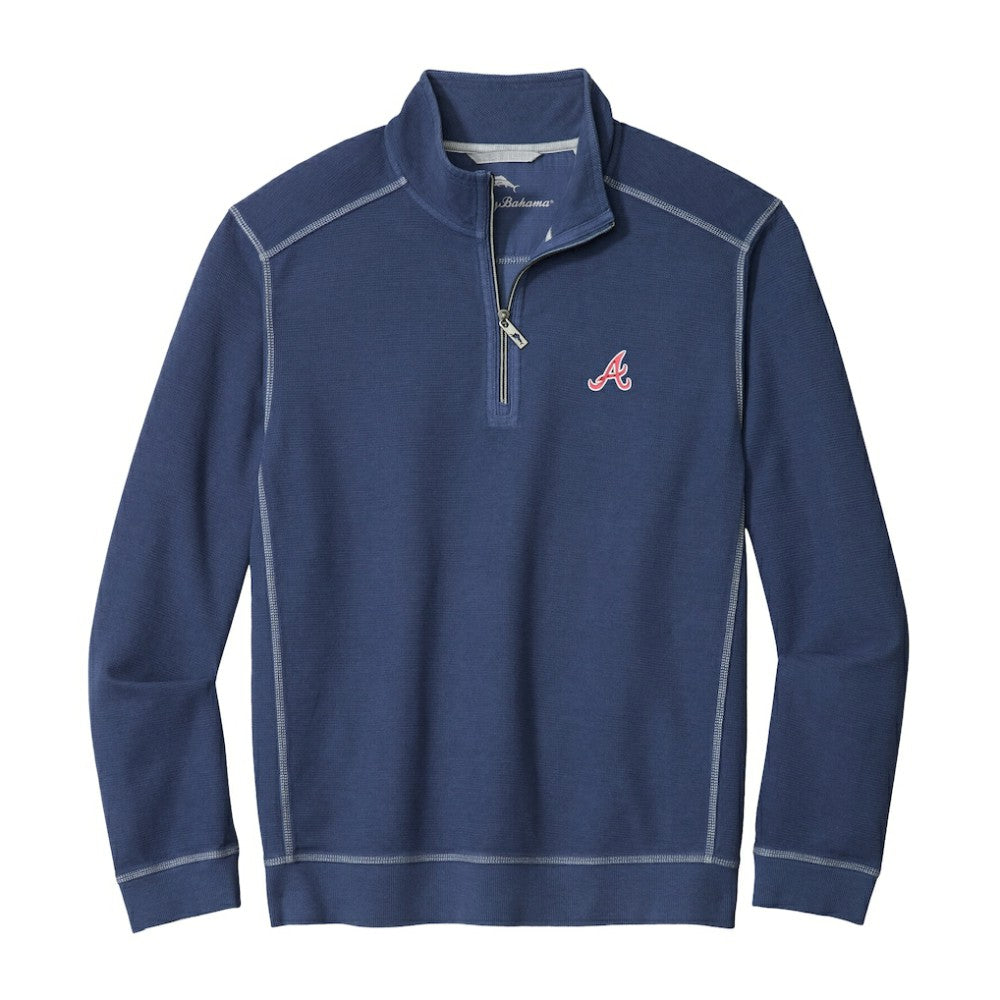 Atlanta Braves Tommy Bahama Montego Bay Half-Zip Sweatshirt - Navy Sweatshirts