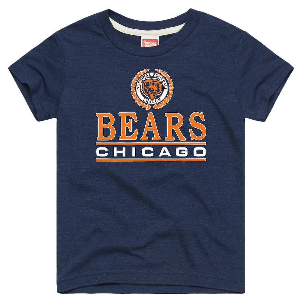 Chicago Bears Homage Youth Crest Tri-Blend T-Shirt Navy