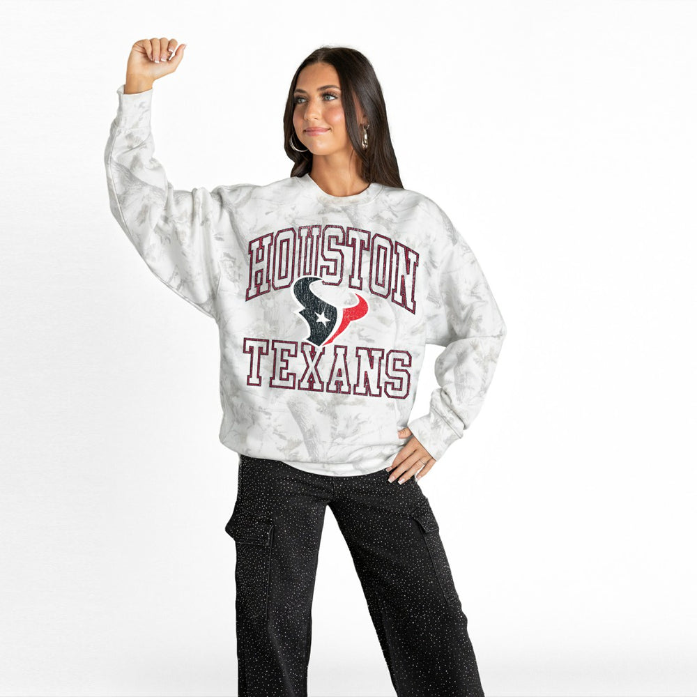 Houston Texans Gameday Couture Women's Whiteout Oversized Premium Fleece Sweatshirt Arctic Camo