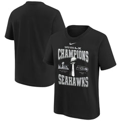 Seattle Seahawks Youth Super Bowl LX Champions Locker Room Trophy Collection Replica T-Shirt Black