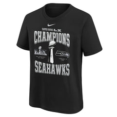 Seattle Seahawks Youth Super Bowl LX Champions Locker Room Trophy Collection Replica T-Shirt Black