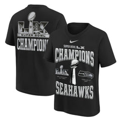 Seattle Seahawks Youth Super Bowl LX Champions Locker Room Trophy Collection Authentic T-Shirt Black