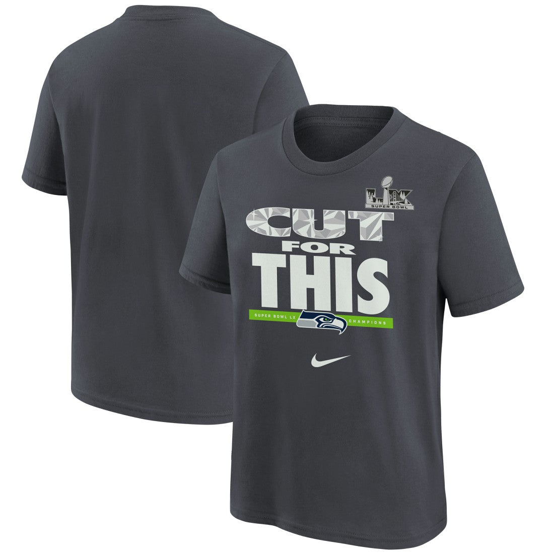 Seattle Seahawks Youth Super Bowl LX Champions Parade T-Shirt Charcoal