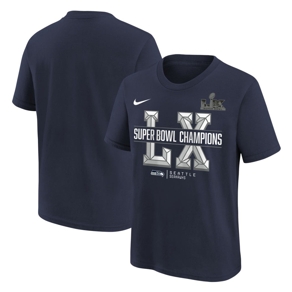Seattle Seahawks Youth Super Bowl LX Champions T-Shirt College Navy