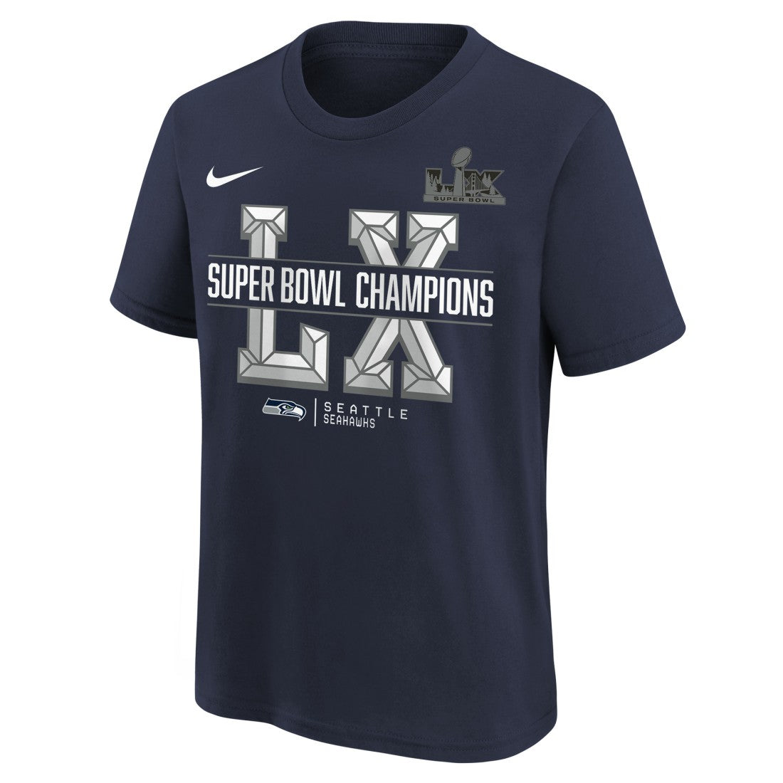 Seattle Seahawks Youth Super Bowl LX Champions T-Shirt College Navy