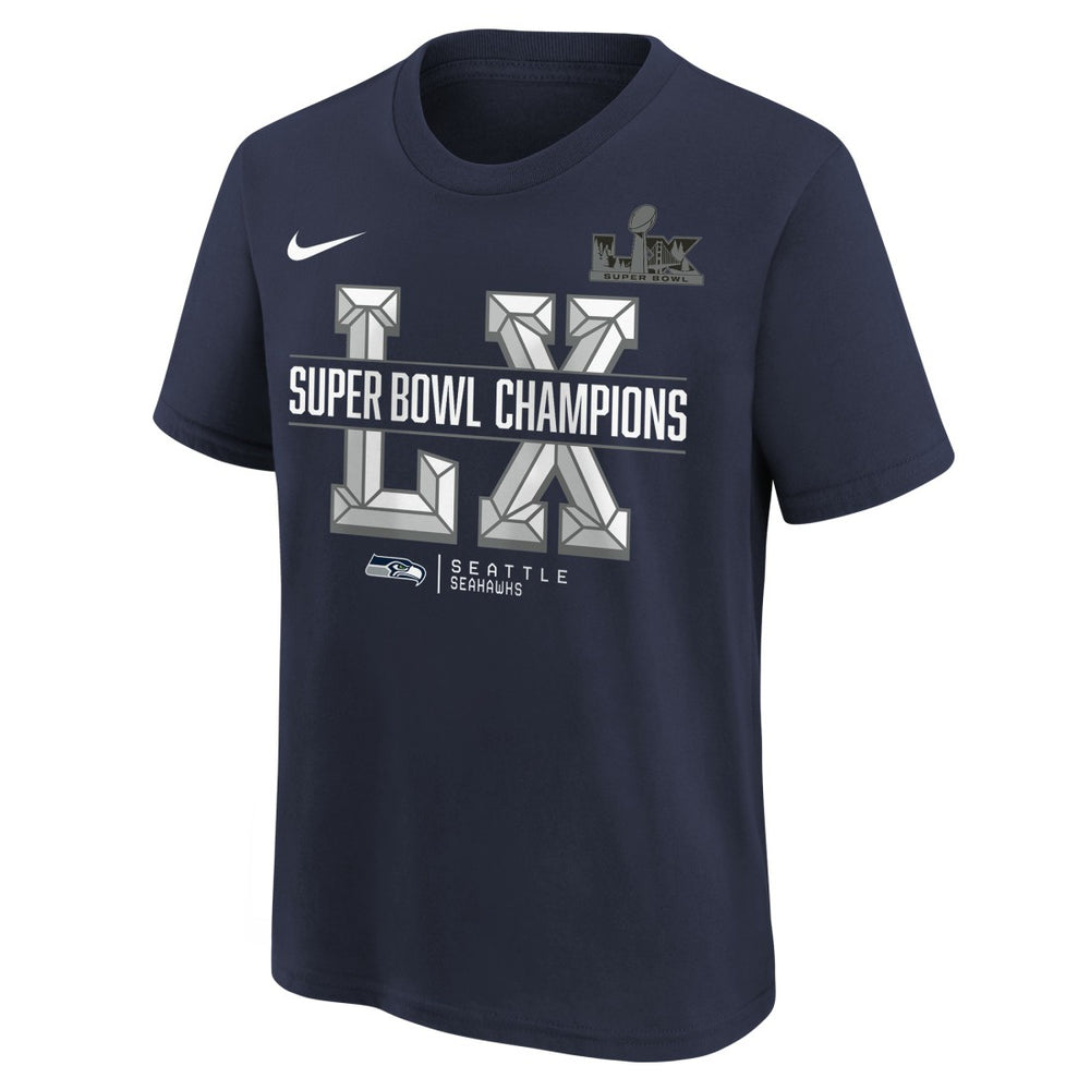 Seattle Seahawks Youth Super Bowl LX Champions T-Shirt College Navy