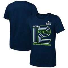 Seattle Seahawks Girls Youth Super Bowl LX Champions On Top T-Shirt College Navy