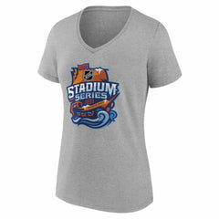 NHL,Custom Boston Bruins Women's 2026 NHL Stadium Series Personalized Name & Number V-Neck T-Shirt - Gray