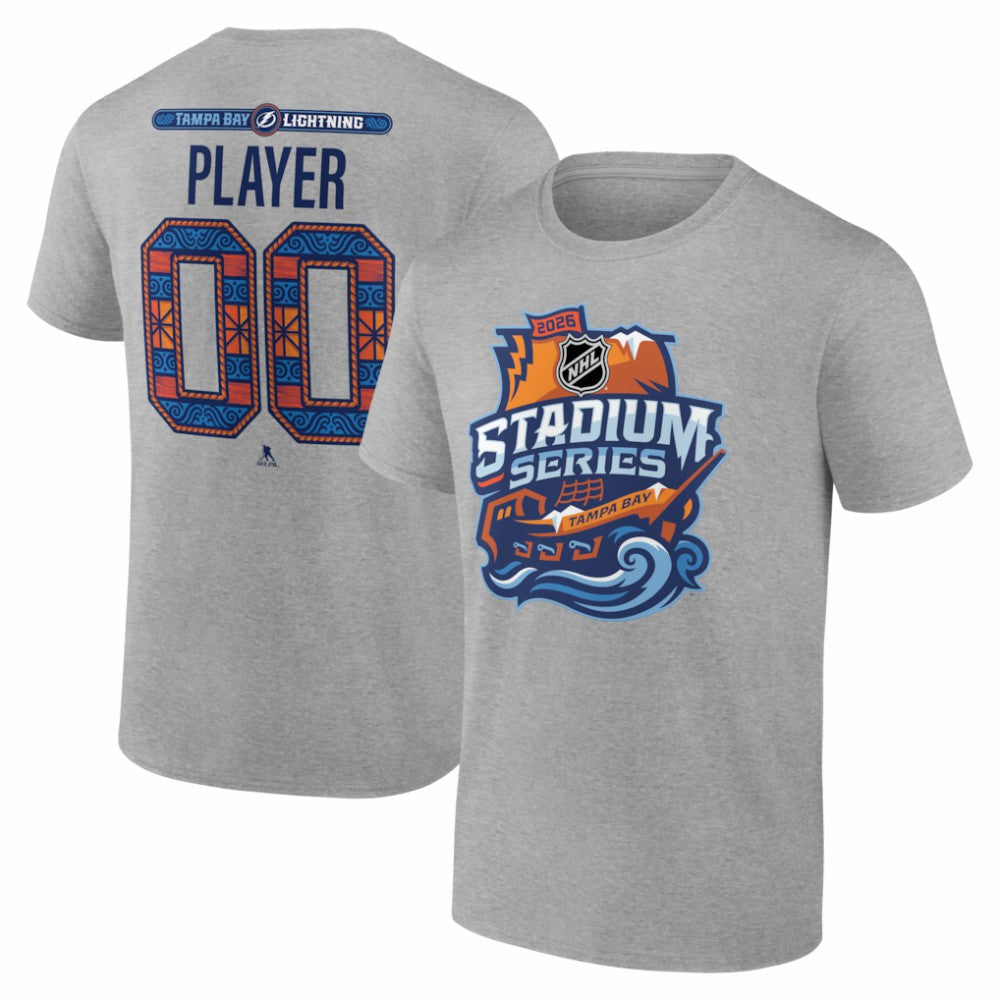NHL,Custom Tampa Bay Lightning 2026 NHL Stadium Series Personalized Name & Number T-Shirt - Gray