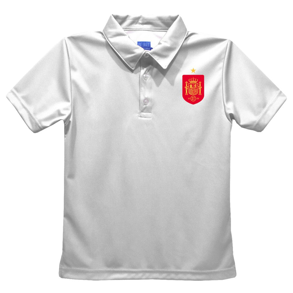 Spain National Team Vive La Fete Youth Solid Polo White