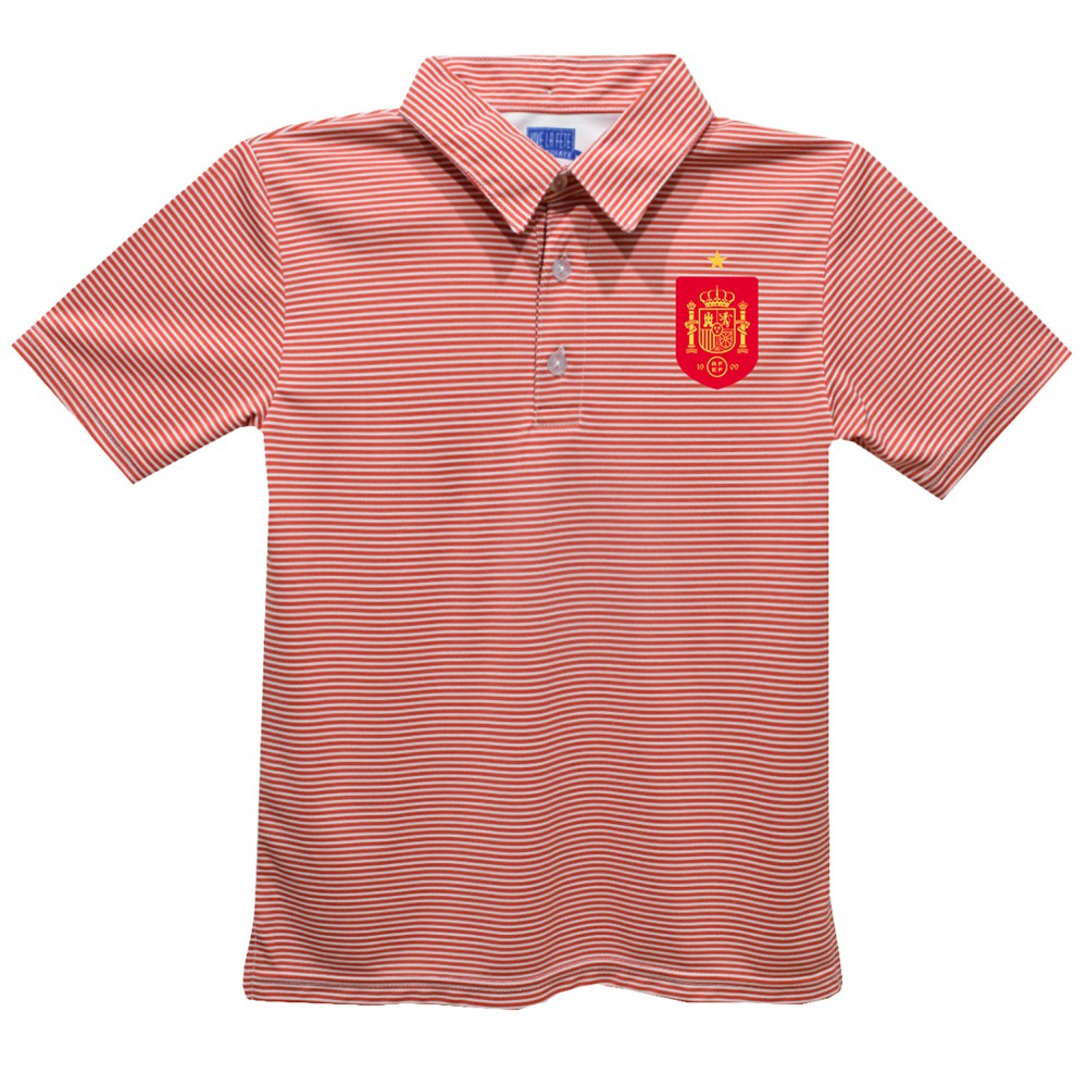Spain National Team Vive La Fete Youth Pencil Stripe Polo Red