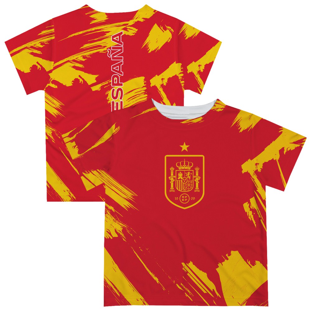 Spain National Team Vive La Fete Youth Paint Brush T-Shirt Red