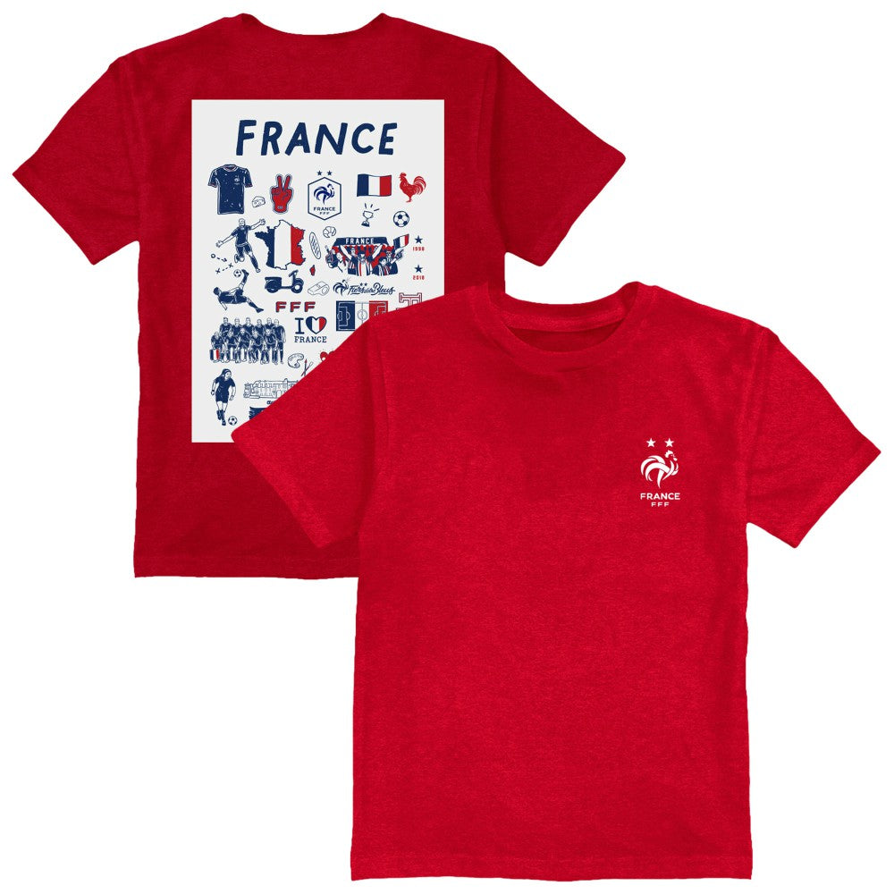 France National Team Vive La Fete Youth Impressions Artwork T-Shirt Red shop
