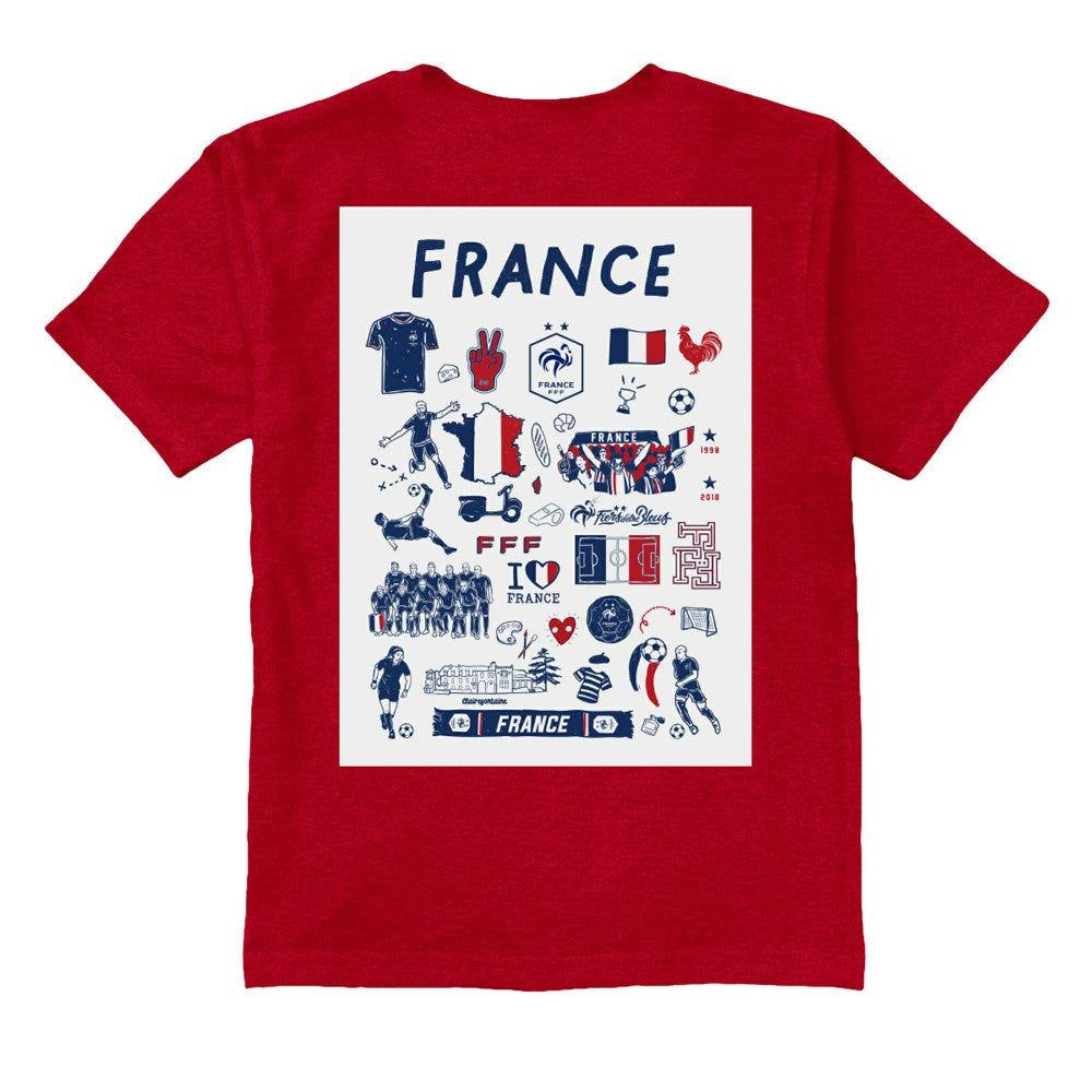 France National Team Vive La Fete Youth Impressions Artwork T-Shirt Red shop