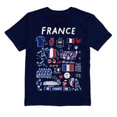 France National Team Vive La Fete Youth Impressions Artwork T-Shirt Navy