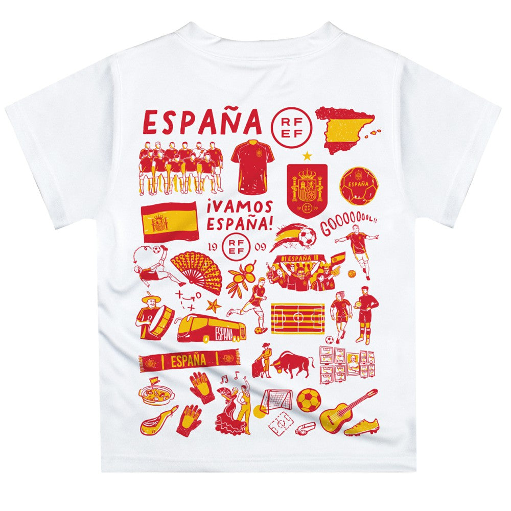Spain National Team Vive La Fete Youth Impressions Artwork T-Shirt White