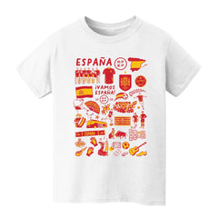 Spain National Team Vive La Fete Youth Impressions Artwork T-Shirt White
