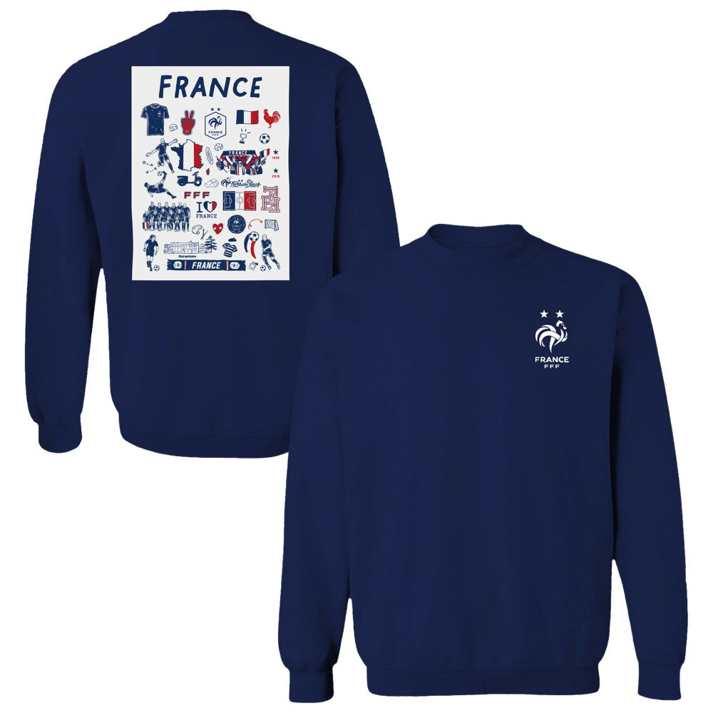 France National Team Vive La Fete Women's Impressions Artwork Sweatshirt Navy