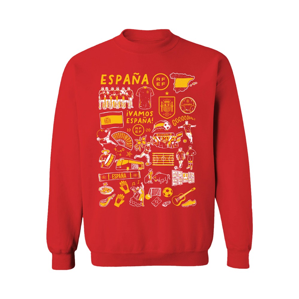 Spain National Team Vive La Fete Women's Impressions Artwork Sweatshirt Red shop
