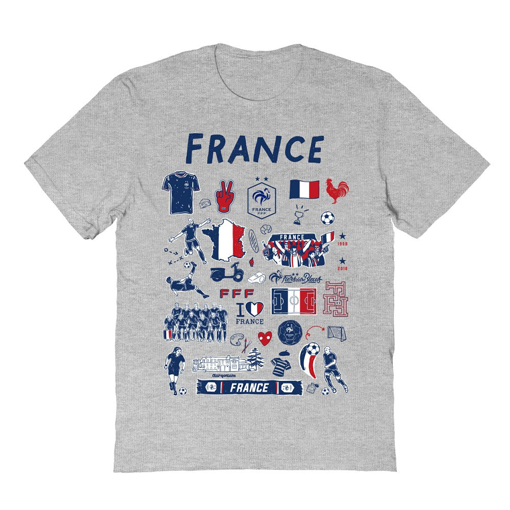 France National Team Vive La Fete Women's Impressions Artwork Fitted T-Shirt Gray