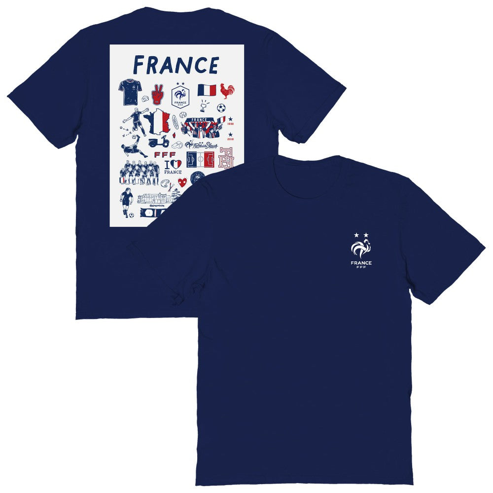 France National Team Vive La Fete Women's Impressions Artwork Fitted T-Shirt Navy