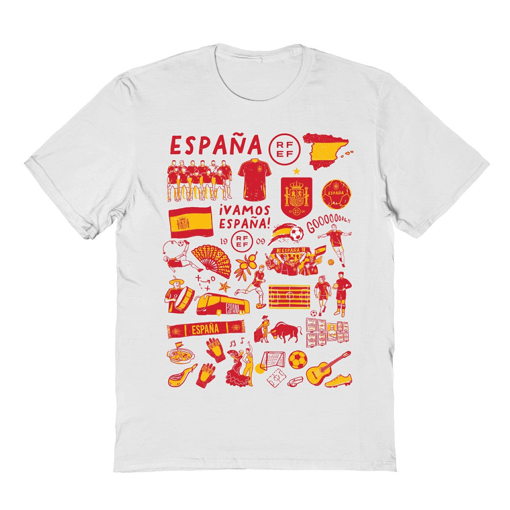 Spain National Team Vive La Fete Women's Impressions Artwork Fitted T-Shirt White shop