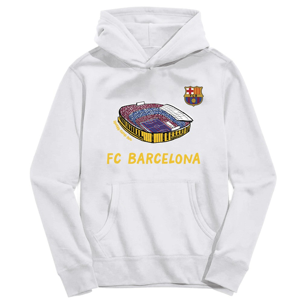 Barcelona Vive La Fete Youth Stadium Style Hoodie White