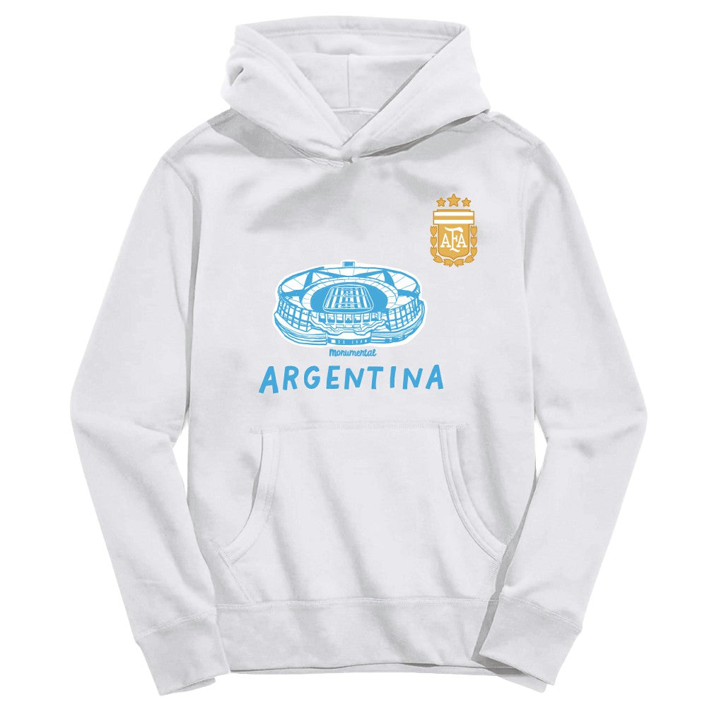 Argentina National Team Vive La Fete Youth Stadium Style Hoodie White