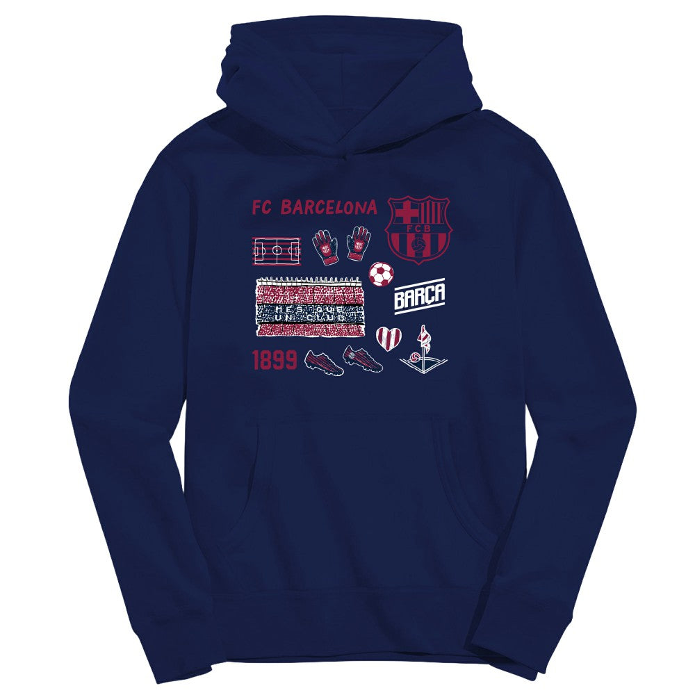 Barcelona Vive La Fete Youth Impressions Icons Hoodie Navy shop