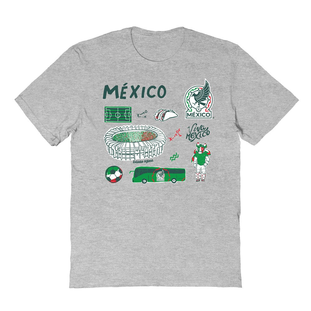 Mexico National Team Vive La Fete Youth Impressions Icons T-Shirt Gray
