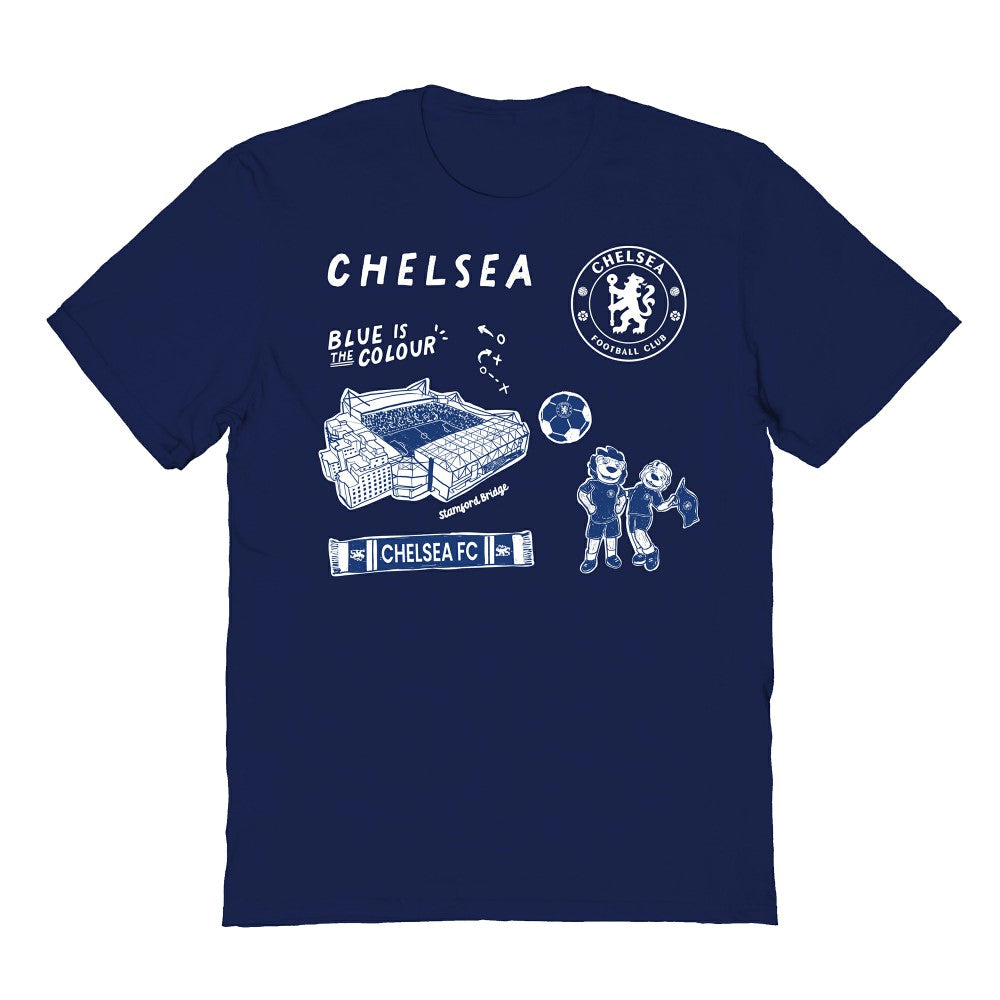 Chelsea Vive La Fete Youth Impressions Icons T-Shirt Navy shop