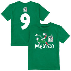 Raúl Jiménez Mexico National Team Vive La Fete Youth Player Name & Number Chilena Style T-Shirt Green