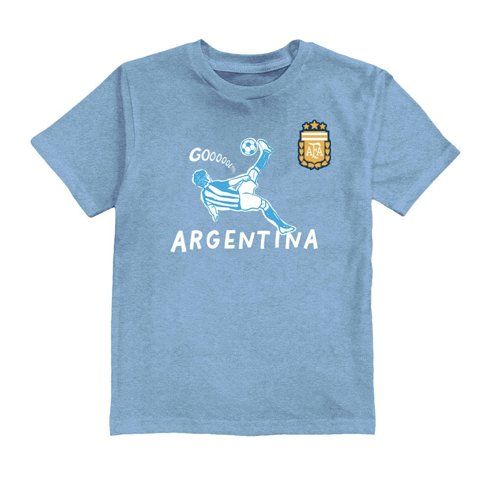 Lionel Messi Argentina National Team Vive La Fete Youth Player Name & Number Chilena Style T-Shirt Light Blue